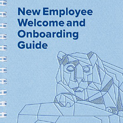 New Employee Welcome Guide featuring an embossed Faceted Lion on the cover