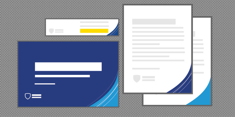 Corner Shield example - Graphic of documents with corner shield on the right.